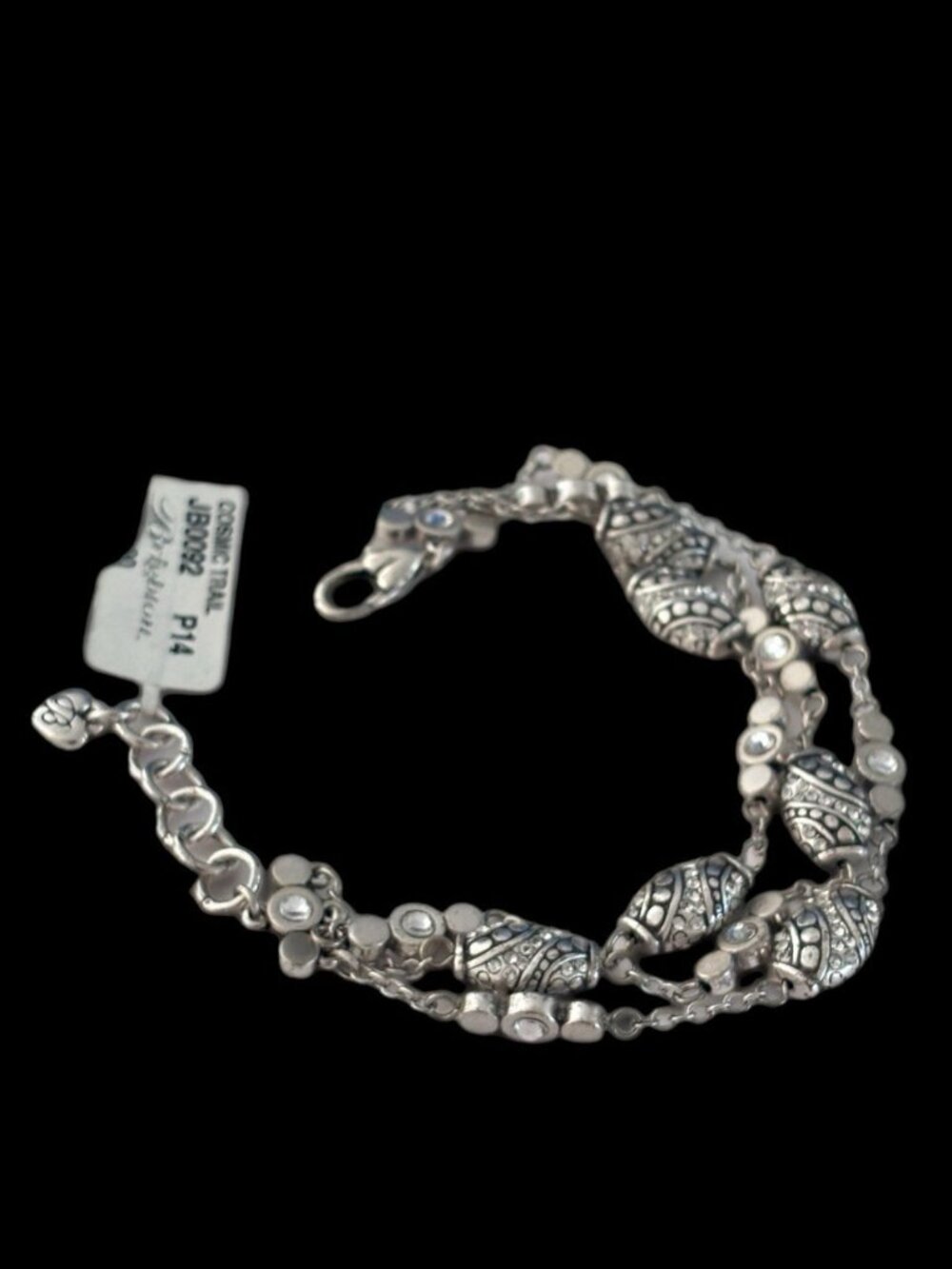 Brighton Retired Cosmic Trail Triple Strand Crystal Silver Bracelet Nwt